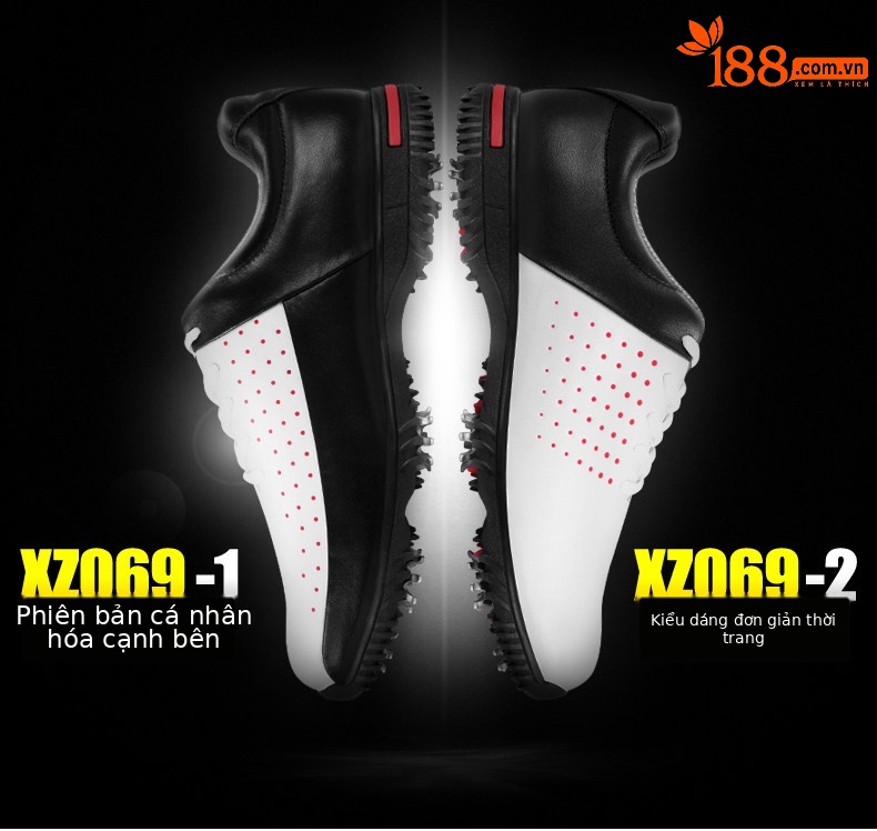 Giày golf PGM chống nước thoáng khí nam — Viền Đen, Màu trắng chi tiết 3