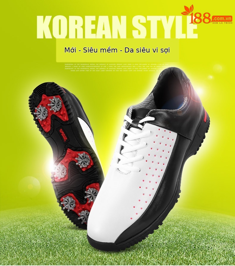 Giày golf PGM chống nước thoáng khí nam — Viền Đen, Màu trắng chi tiết 4