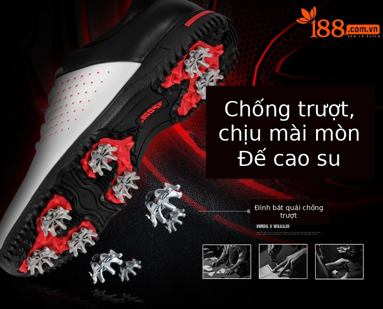 Giày golf PGM chống nước thoáng khí nam — Viền Đen, Màu trắng chi tiết 5