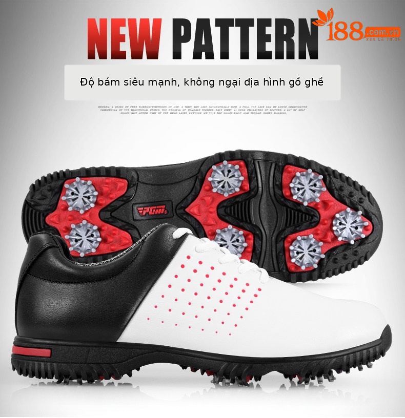 Giày golf PGM chống nước thoáng khí nam — Viền Đen, Màu trắng chi tiết 7