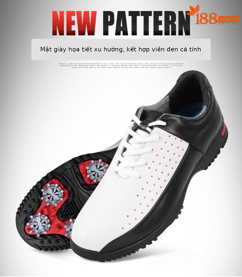 Giày golf PGM chống nước thoáng khí nam — Viền Đen, Màu trắng chi tiết 8