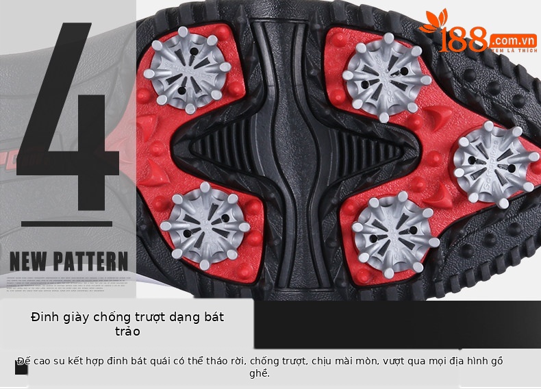Giày golf PGM chống nước thoáng khí nam — Viền Đen, Màu trắng chi tiết 13