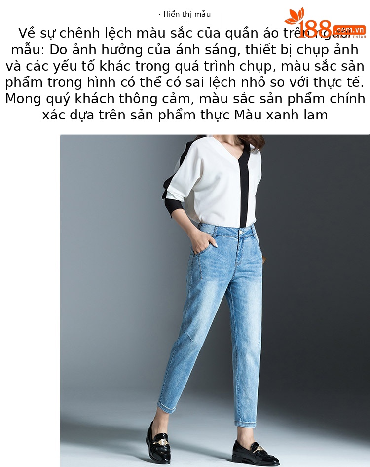 Quần jean nữ ống rộng cạp cao co giãn dáng suông — Màu trắng chi tiết 14