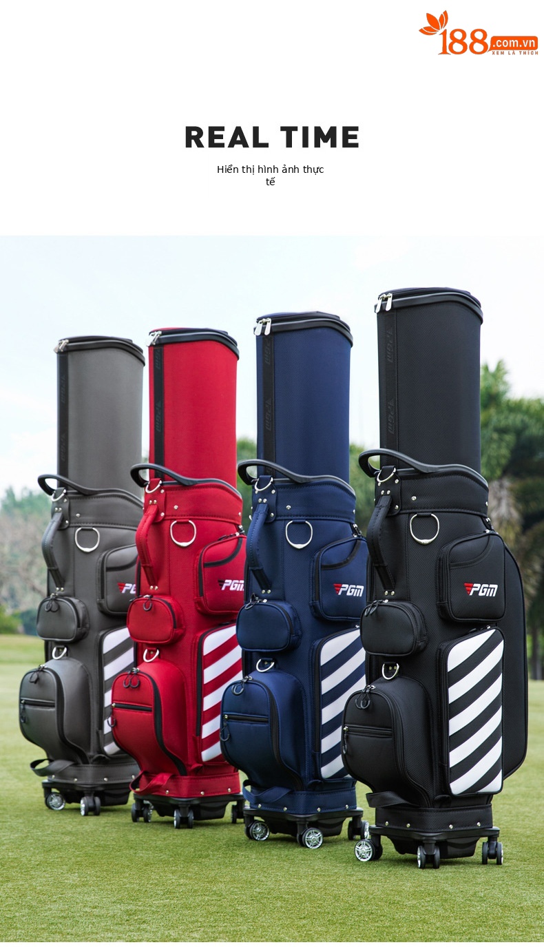Túi golf PGM kéo bánh xe đa năng dạng ống lồng, cao 130 cm, chất liệu nylon cao cấp — QB041-Đen (Phiên bản bốn bánh đa năng), QB041-Big Red (Phiên bản bốn bánh đa năng), QB041-Màu xanh đậm (Phiên bản bốn bánh đa năng), QB041-Xám đậm (Phiên bản bốn bánh đa năng) chi tiết 7