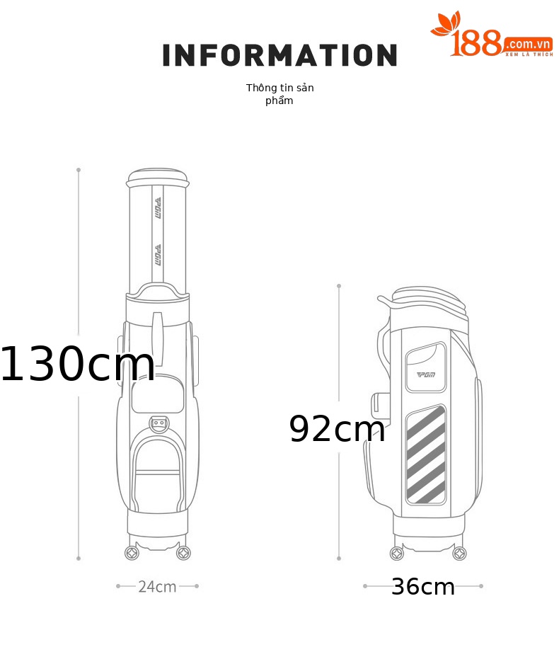 Túi golf PGM kéo bánh xe đa năng dạng ống lồng, cao 130 cm, chất liệu nylon cao cấp — QB041-Đen (Phiên bản bốn bánh đa năng), QB041-Big Red (Phiên bản bốn bánh đa năng), QB041-Màu xanh đậm (Phiên bản bốn bánh đa năng), QB041-Xám đậm (Phiên bản bốn bánh đa năng) chi tiết 16