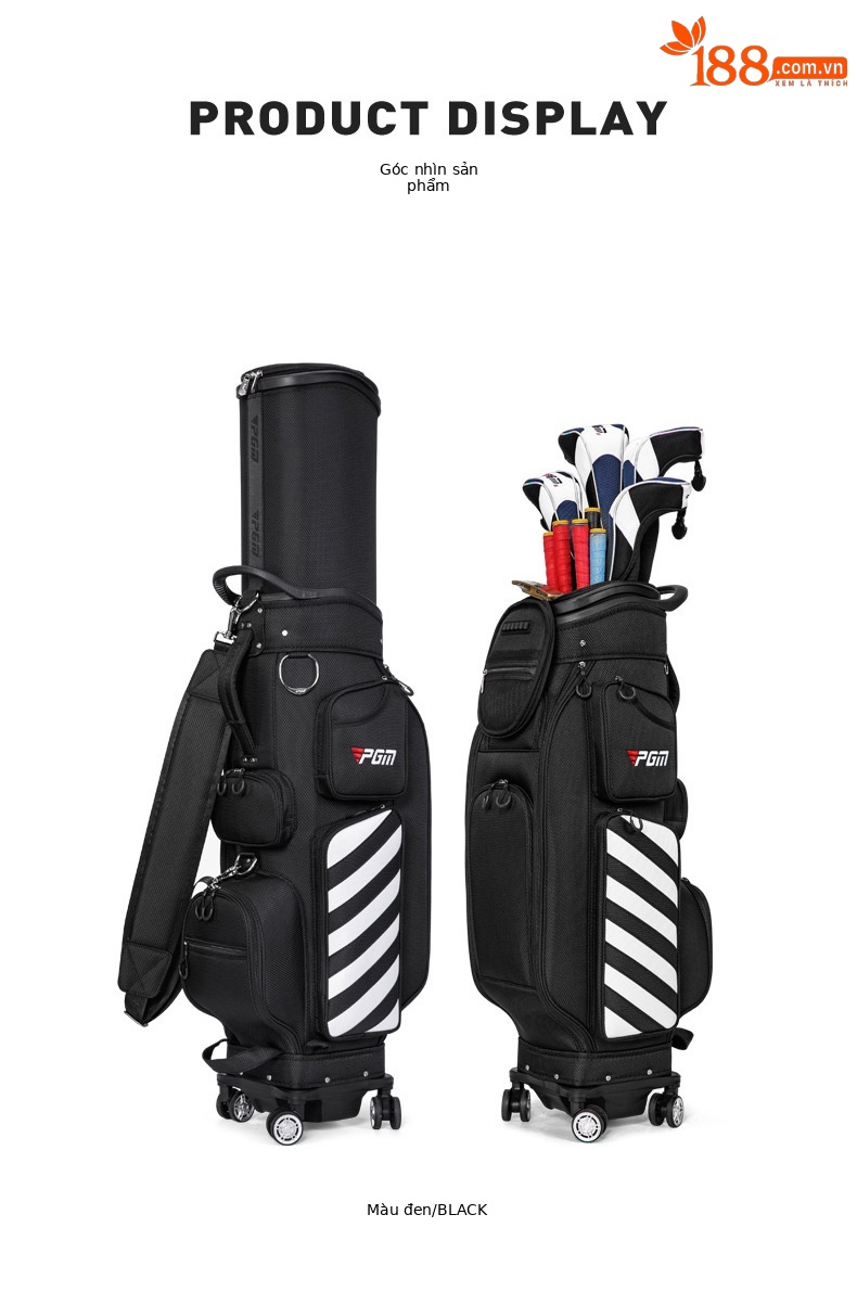 Túi golf PGM kéo bánh xe đa năng dạng ống lồng, cao 130 cm, chất liệu nylon cao cấp — QB041-Đen (Phiên bản bốn bánh đa năng), QB041-Big Red (Phiên bản bốn bánh đa năng), QB041-Màu xanh đậm (Phiên bản bốn bánh đa năng), QB041-Xám đậm (Phiên bản bốn bánh đa năng) chi tiết 18
