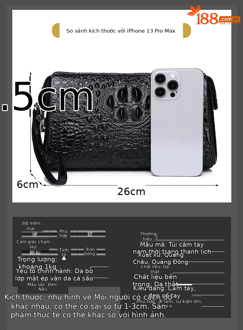 Túi clutch nam chống trộm khóa mật mã dung tích lớn phong cách công sở chi tiết 15