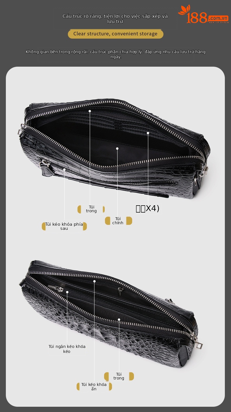 Túi clutch nam chống trộm khóa mật mã dung tích lớn phong cách công sở chi tiết 13