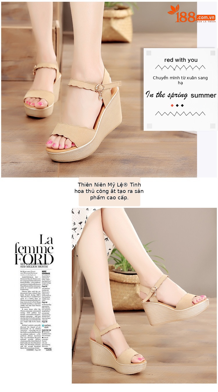 Sandal đế xuồng nữ mũi nhọn gót cao platform dày, mới hè 2025, size lớn — Màu đen, Màu xanh lá, Màu mơ, Màu đỏ chi tiết 8