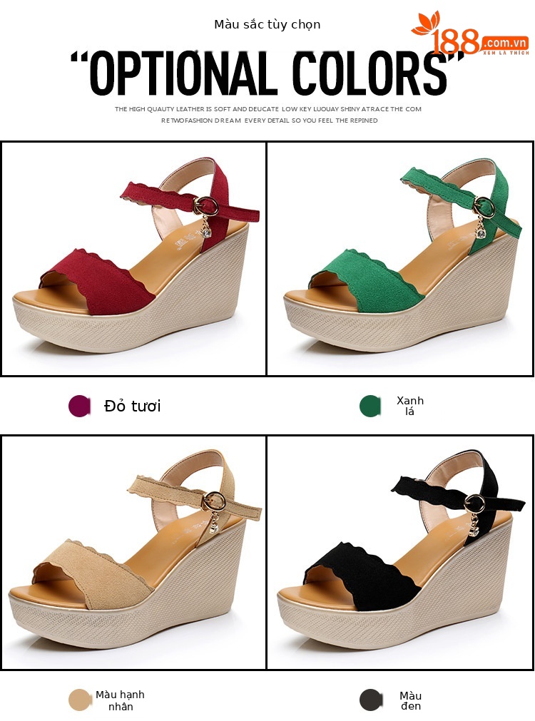 Sandal đế xuồng nữ mũi nhọn gót cao platform dày, mới hè 2025, size lớn — Màu đen, Màu xanh lá, Màu mơ, Màu đỏ chi tiết 11