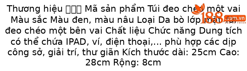 Túi đeo chéo nam da bò công sở phong cách giản dị — Màu đen, Màu cà phê, 10 inch chi tiết 2