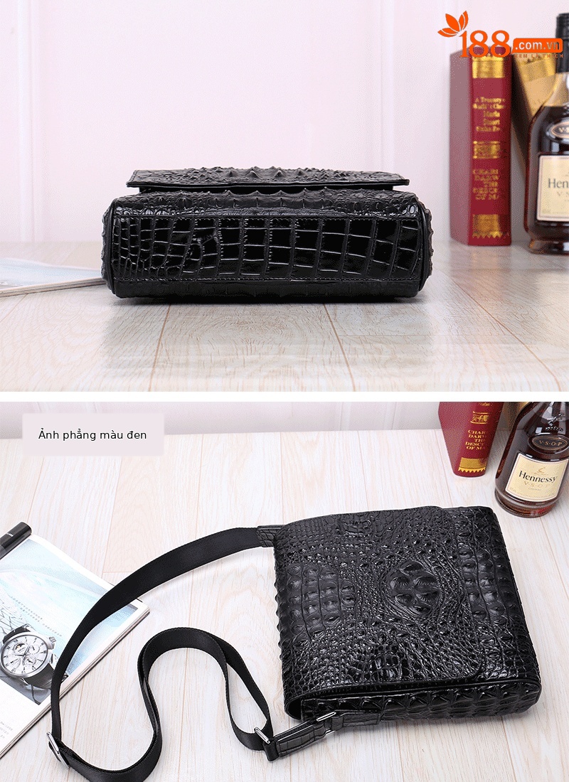 Túi đeo chéo nam da bò công sở phong cách giản dị — Màu đen, Màu cà phê, 10 inch chi tiết 6