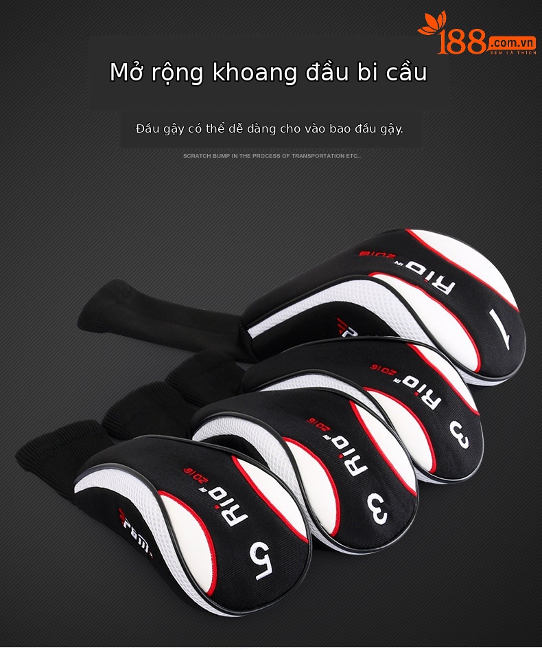 Bộ bọc đầu gậy golf PGM – Bọc gậy gỗ số 1, gậy sắt, gậy đẩy, phụ kiện chơi golf — Bọc Gậy đẩy trắng đỏ, Bộ bàn ủi GT004, Bọc thanh đẩy màu đen, Bọc thanh đẩy trắng tím chi tiết 3