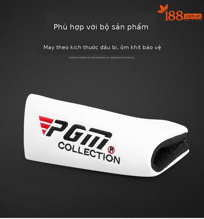 Bộ bọc đầu gậy golf PGM – Bọc gậy gỗ số 1, gậy sắt, gậy đẩy, phụ kiện chơi golf — Bọc Gậy đẩy trắng đỏ, Bộ bàn ủi GT004, Bọc thanh đẩy màu đen, Bọc thanh đẩy trắng tím chi tiết 4
