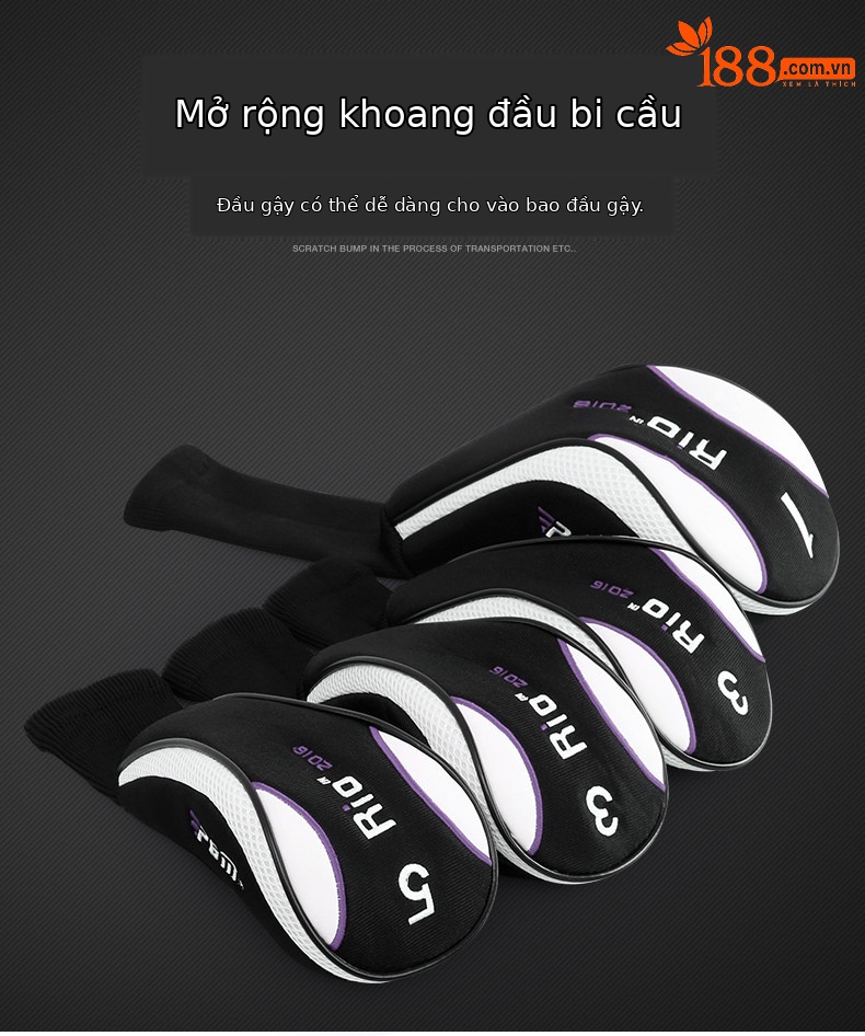 Bộ bọc đầu gậy golf PGM – Bọc gậy gỗ số 1, gậy sắt, gậy đẩy, phụ kiện chơi golf — Bọc Gậy đẩy trắng đỏ, Bộ bàn ủi GT004, Bọc thanh đẩy màu đen, Bọc thanh đẩy trắng tím chi tiết 5