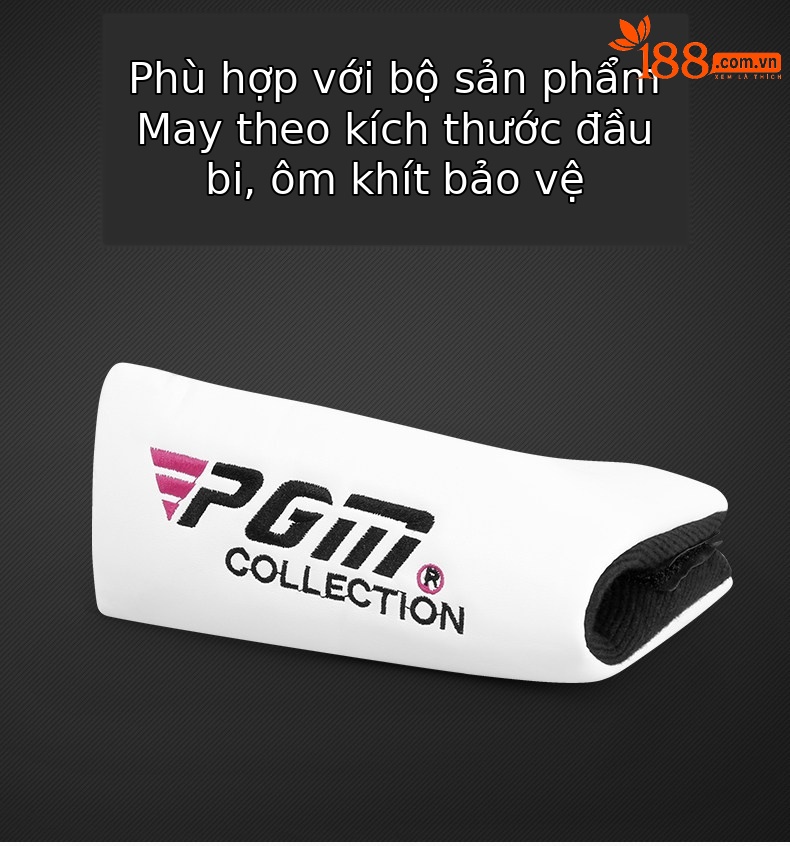 Bộ bọc đầu gậy golf PGM – Bọc gậy gỗ số 1, gậy sắt, gậy đẩy, phụ kiện chơi golf — Bọc Gậy đẩy trắng đỏ, Bộ bàn ủi GT004, Bọc thanh đẩy màu đen, Bọc thanh đẩy trắng tím chi tiết 7