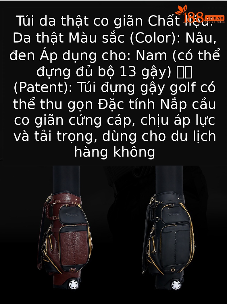 Túi golf PGM có thể thu gọn đa năng, mặt da, ký gửi hàng không tiện lợi — QB043 màu nâu đen, QB043 toàn màu đen chi tiết 6