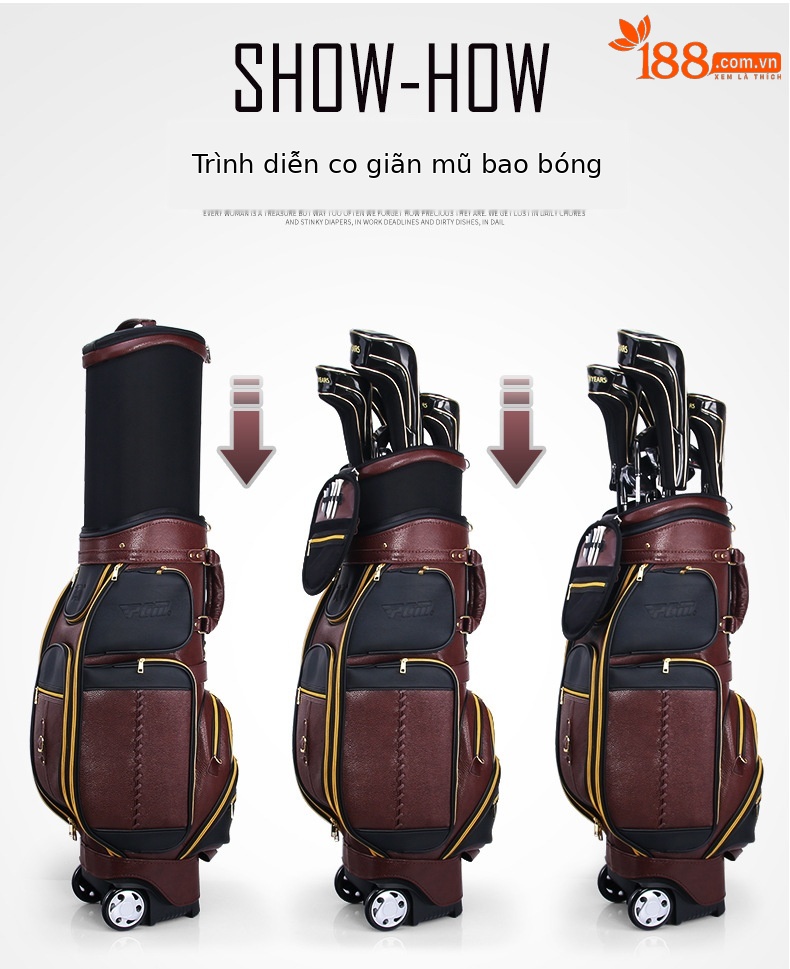Túi golf PGM có thể thu gọn đa năng, mặt da, ký gửi hàng không tiện lợi — QB043 màu nâu đen, QB043 toàn màu đen chi tiết 7