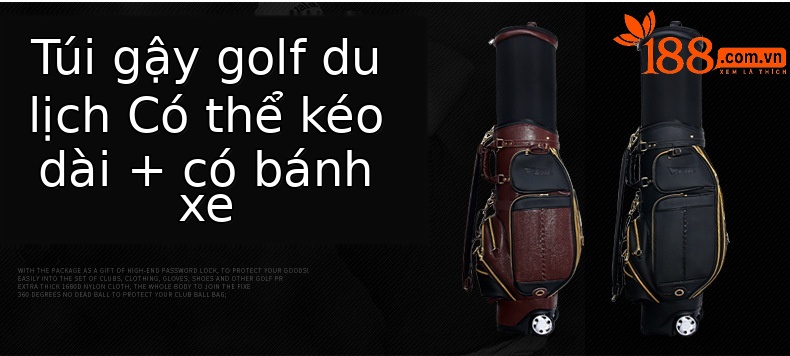 Túi golf PGM có thể thu gọn đa năng, mặt da, ký gửi hàng không tiện lợi — QB043 màu nâu đen, QB043 toàn màu đen chi tiết 15