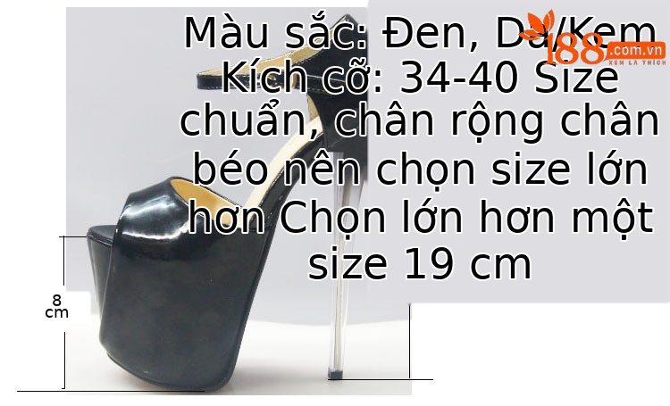 Giày sandal cao gót nữ hở mũi gót siêu cao 19cm phong cách châu Âu — Màu đen chi tiết 1