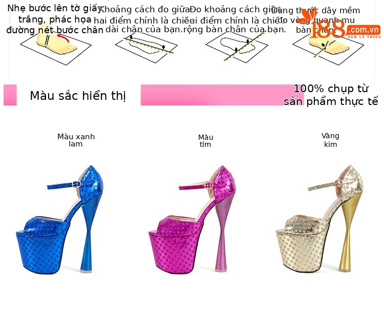 Sandal cao gót nữ hở mũi gót 19 cm đế dày phong cách T-stage — Màu vàng chi tiết 3