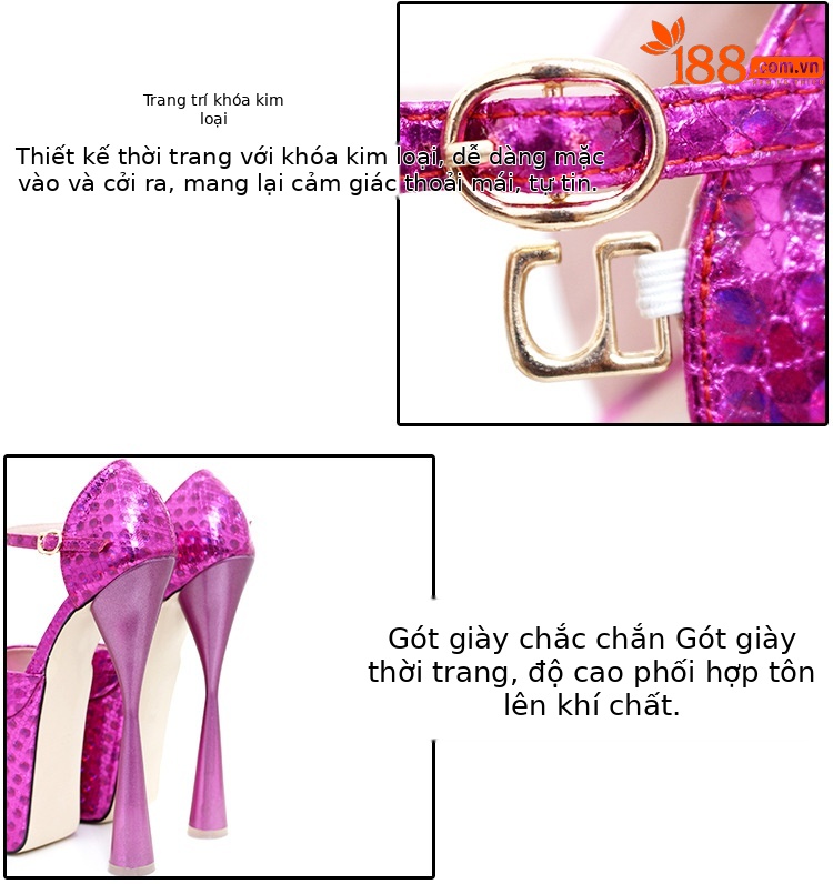 Sandal cao gót nữ hở mũi gót 19 cm đế dày phong cách T-stage — Màu vàng chi tiết 5