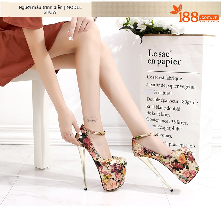 Giày cao gót nữ mũi nhọn cổ điển gót siêu cao 19 cm — Màu vàng chi tiết 3
