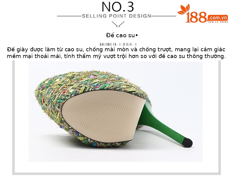 Giày cao gót nữ đế xuồng platform siêu cao, chống nước, size lớn — Màu đen chi tiết 3