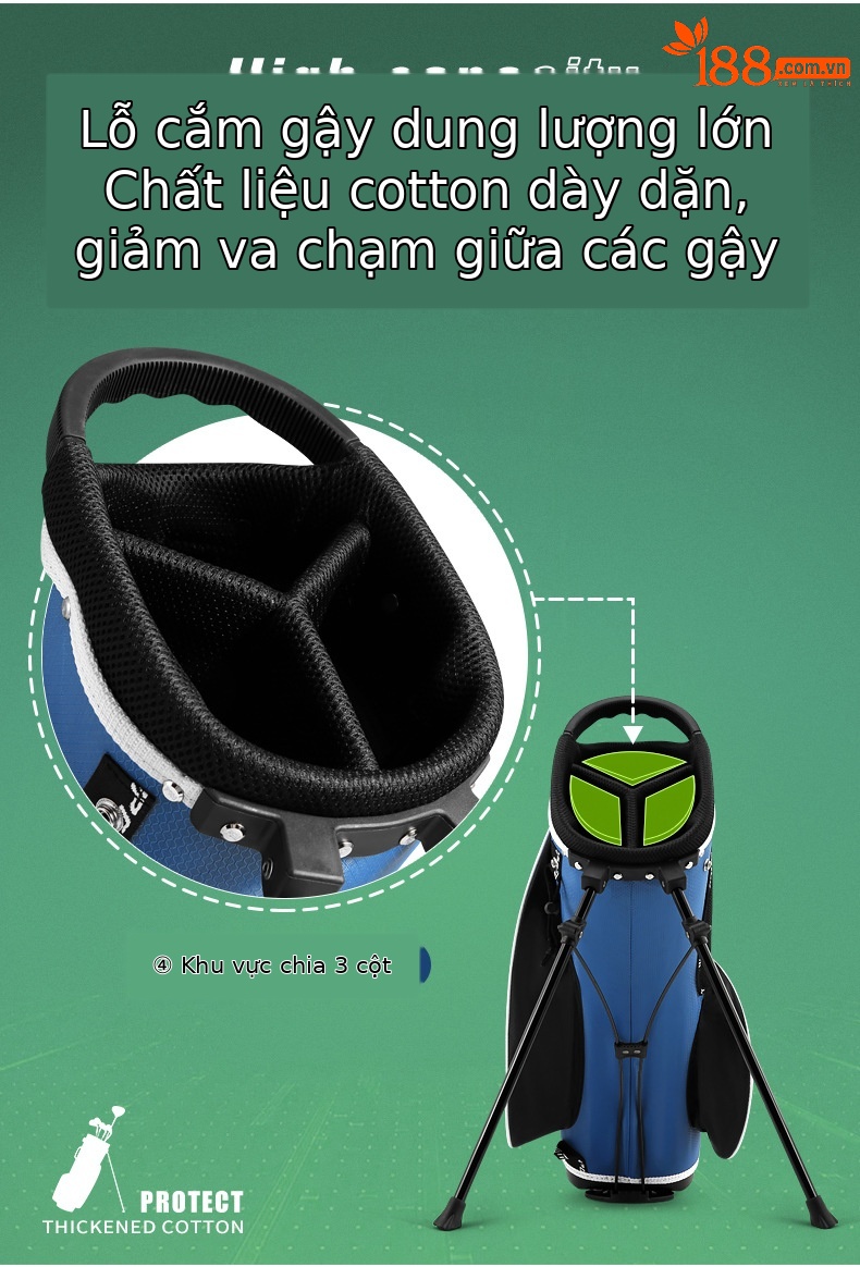 Túi đựng gậy golf trẻ em PGM có chân đế, chứa 13 gậy — [Lớn] Túi bóng trẻ em qb028-xanh Trắng, [Trung Bình] Túi bóng trẻ em qb028-xanh Trắng, [Nhỏ] Túi bóng trẻ em qb028-xanh Trắng, [Trung Bình] Túi bóng trẻ em qb028-màu cam trắng chi tiết 7