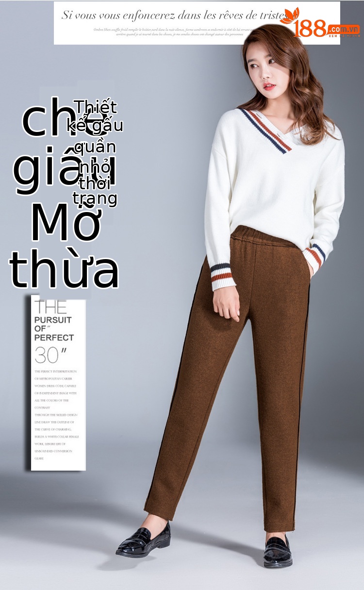 Quần nữ ống rộng cạp chun chất len dày dặn giữ ấm mùa thu đông — Màu đen chi tiết 9