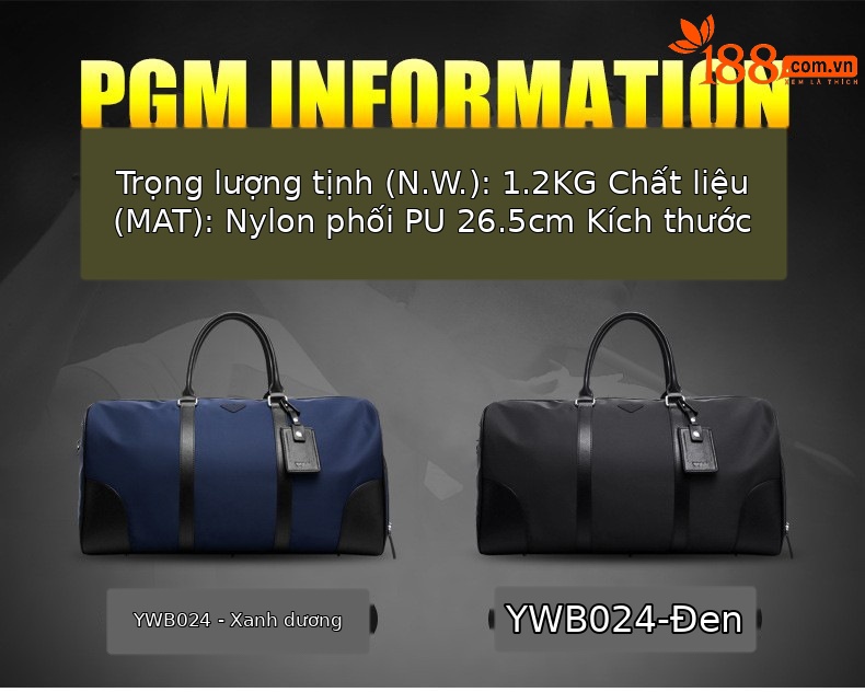 Túi đựng quần áo golf PGM Nylon cao cấp xách tay 51.5×27×26.5 cm — YWB024-màu xanh, YWB024-Màu đen chi tiết 3