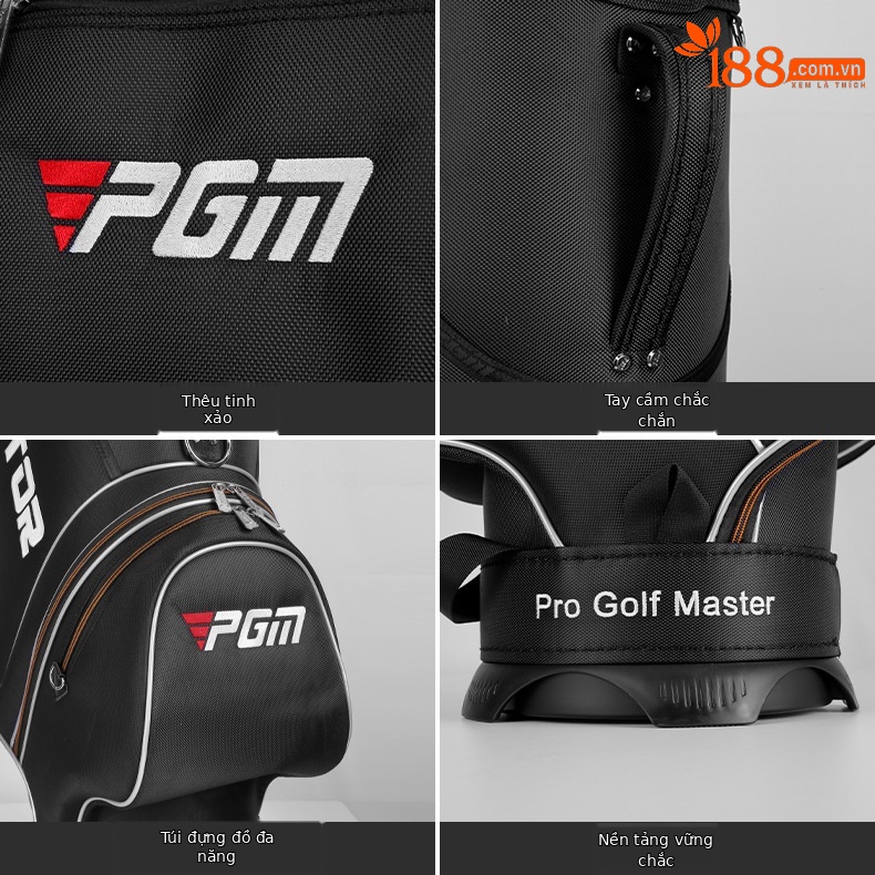 Túi golf PGM tiêu chuẩn bằng nylon cho nam, đựng gậy di động — QB005 nylon đen