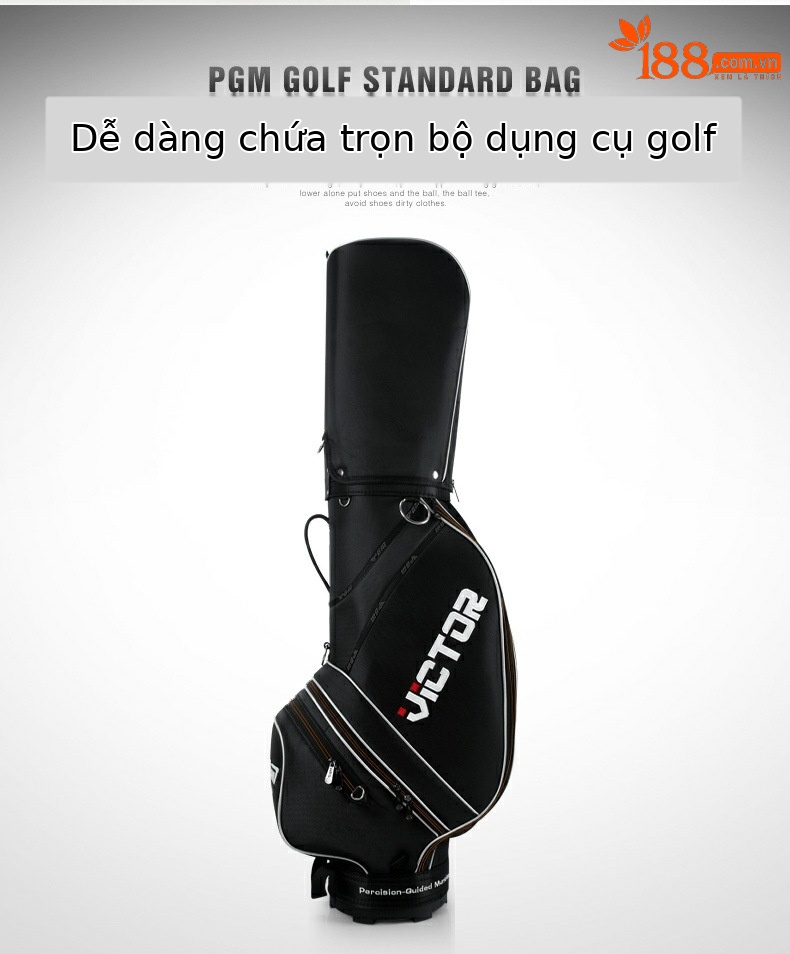 Túi golf PGM tiêu chuẩn bằng nylon cho nam, đựng gậy di động — QB005 nylon đen chi tiết 4