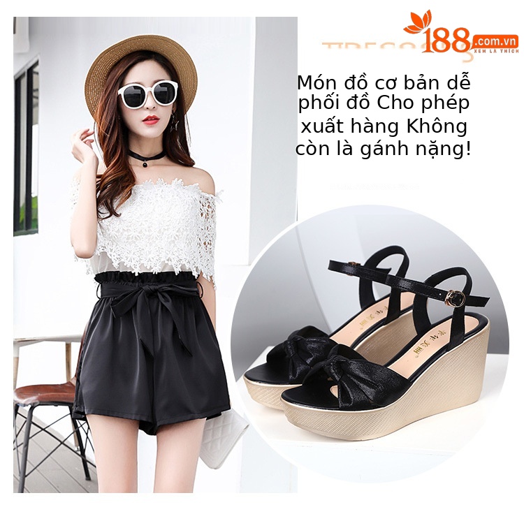 Dép sandal cao gót đế xuồng nữ mùa hè 2025, đế dày platform chống nước, size lớn 32–43 — Màu đen, Màu vàng chi tiết 1