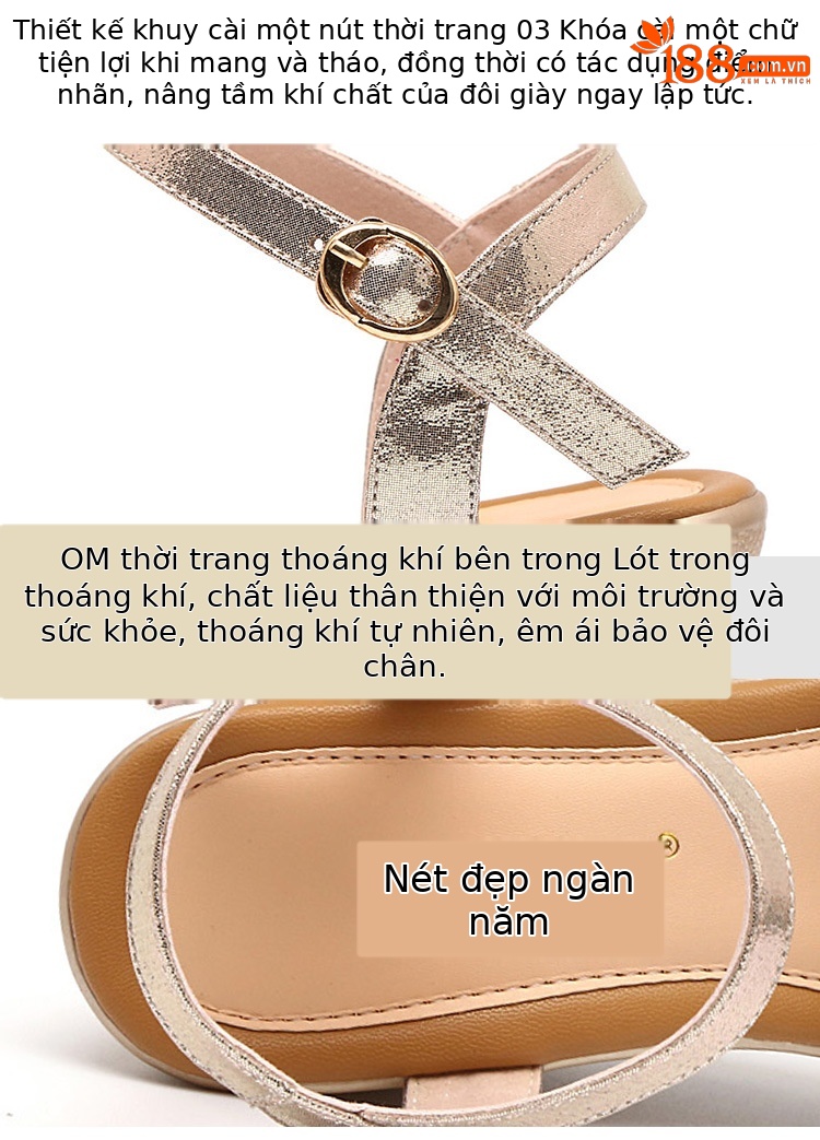 Dép sandal cao gót đế xuồng nữ mùa hè 2025, đế dày platform chống nước, size lớn 32–43 — Màu đen, Màu vàng chi tiết 6