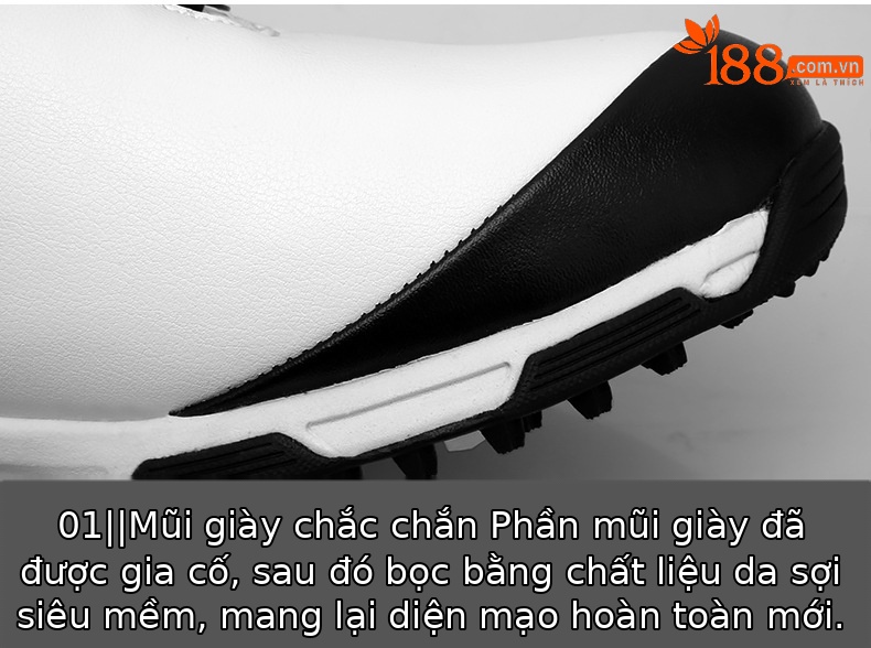 Giày golf nam chống thấm nước, chống trượt, đế đinh dẻo, khóa xoay tiện lợi — Trắng huỳnh quang, Trắng đen, Màu xanh lam trắng chi tiết 12