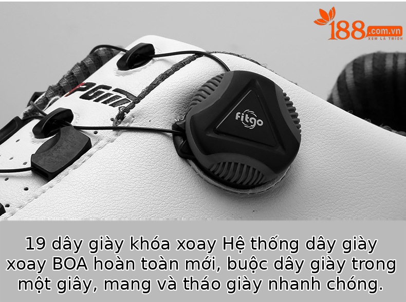 Giày golf nam chống thấm nước, chống trượt, đế đinh dẻo, khóa xoay tiện lợi — Trắng huỳnh quang, Trắng đen, Màu xanh lam trắng chi tiết 13