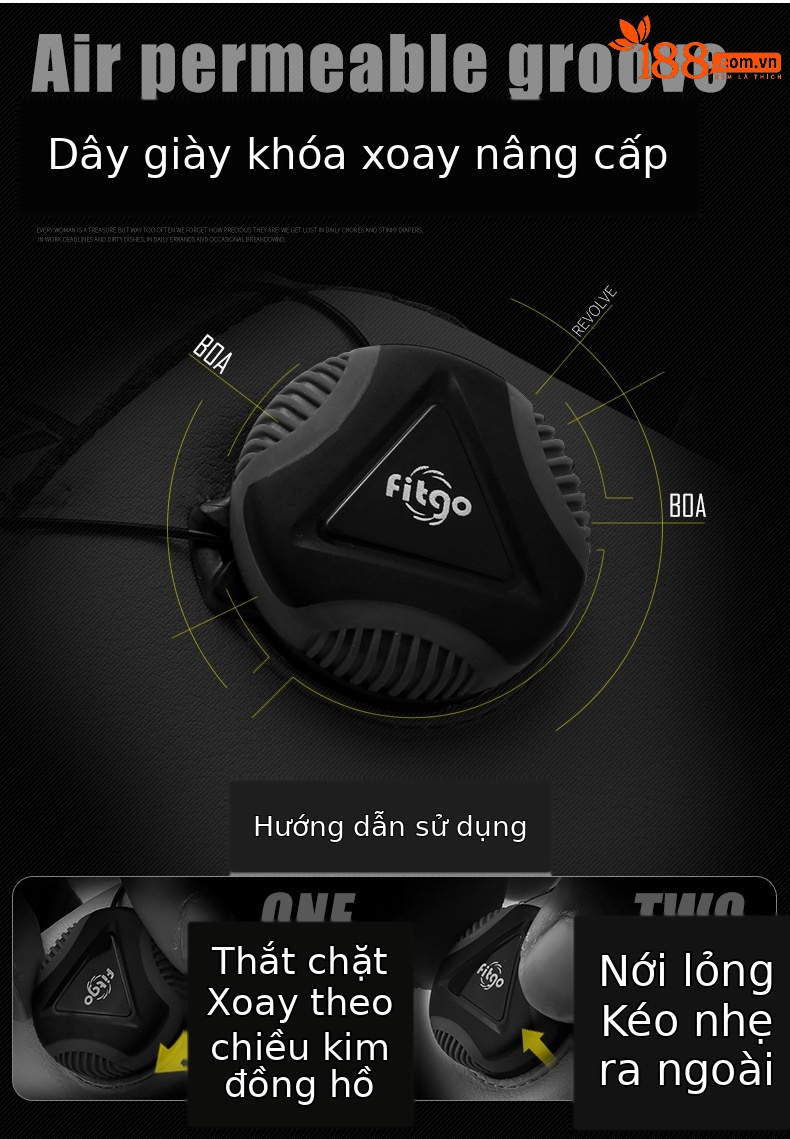 Giày golf nam chống thấm nước, chống trượt, đế đinh dẻo, khóa xoay tiện lợi — Trắng huỳnh quang, Trắng đen, Màu xanh lam trắng chi tiết 4