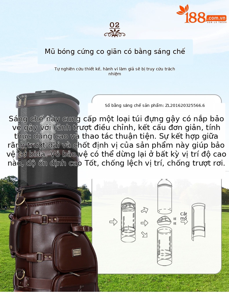 Túi golf PGM SR II da sợi nhỏ có ròng rọc, ống lồng đa năng, cao 125 cm — Túi che mưa kính thiên văn QB044: Đen, Túi che mưa kính thiên văn QB044: Nâu chi tiết 7