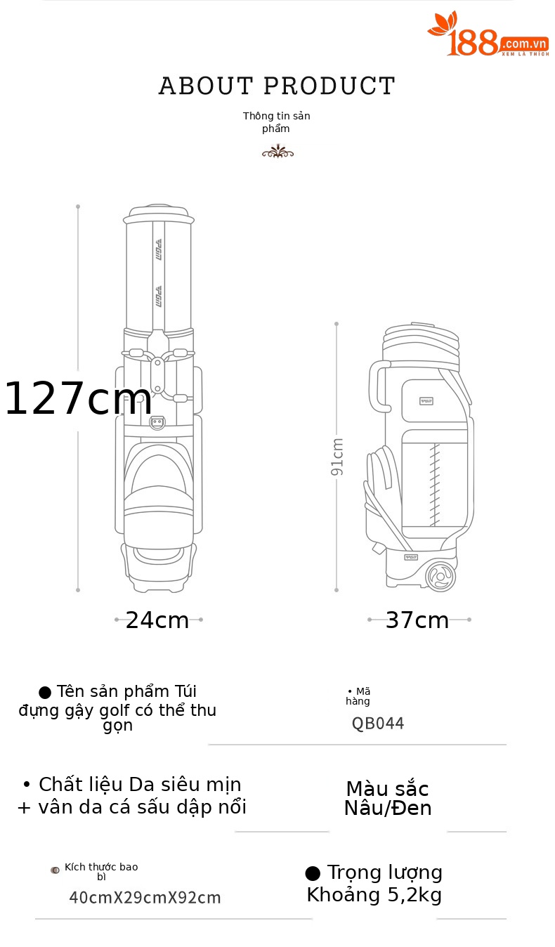 Túi golf PGM SR II da sợi nhỏ có ròng rọc, ống lồng đa năng, cao 125 cm — Túi che mưa kính thiên văn QB044: Đen, Túi che mưa kính thiên văn QB044: Nâu chi tiết 19