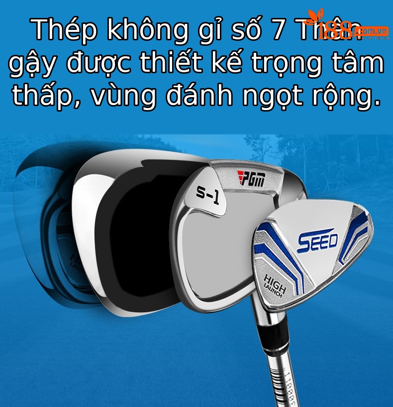 Bộ gậy golf trẻ em PGM SEED sắt 7, thân carbon nhẹ, dành cho bé trai và bé gái mới bắt đầu — Bé trai size 7 sắt 120-135cm, Bé trai size 7 sắt 135-150cm, Bé trai size 7 sắt 150-165cm, Bé gái size 7 sắt 120-135cm chi tiết 2