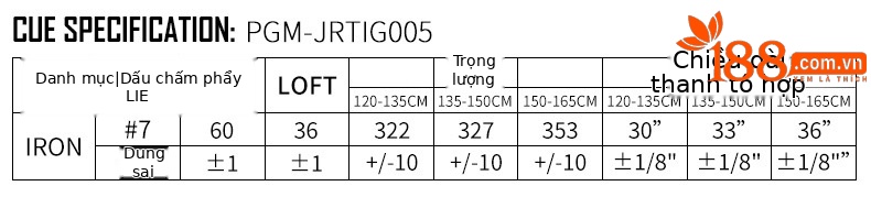 Bộ gậy golf trẻ em PGM SEED sắt 7, thân carbon nhẹ, dành cho bé trai và bé gái mới bắt đầu — Bé trai size 7 sắt 120-135cm, Bé trai size 7 sắt 135-150cm, Bé trai size 7 sắt 150-165cm, Bé gái size 7 sắt 120-135cm chi tiết 5