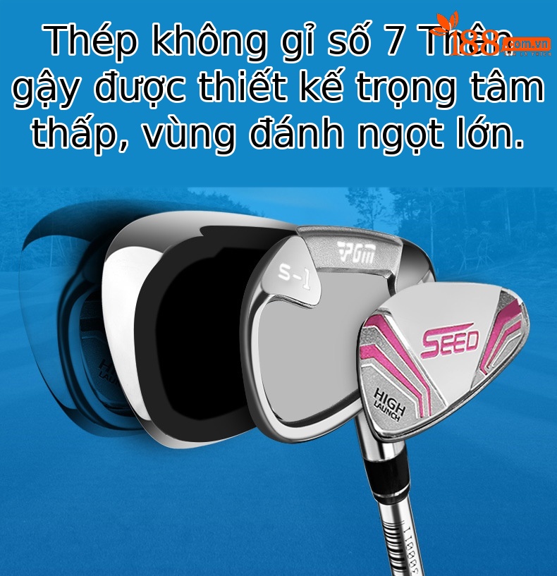 Bộ gậy golf trẻ em PGM SEED sắt 7, thân carbon nhẹ, dành cho bé trai và bé gái mới bắt đầu — Bé trai size 7 sắt 120-135cm, Bé trai size 7 sắt 135-150cm, Bé trai size 7 sắt 150-165cm, Bé gái size 7 sắt 120-135cm chi tiết 10