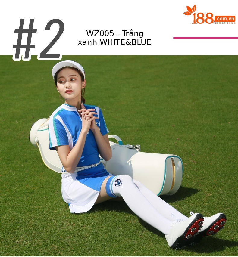 Tất golf dài nữ PGM thấm mồ hôi thoáng khí mùa hè — WZ005 Trắng Xanh Navy, WZ005 trắng đỏ, WZ005 Trắng xanh lam chi tiết 5