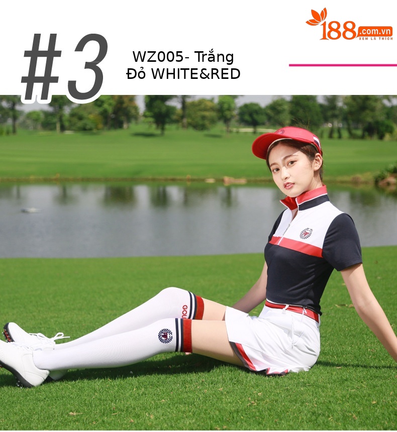 Tất golf dài nữ PGM thấm mồ hôi thoáng khí mùa hè — WZ005 Trắng Xanh Navy, WZ005 trắng đỏ, WZ005 Trắng xanh lam chi tiết 8
