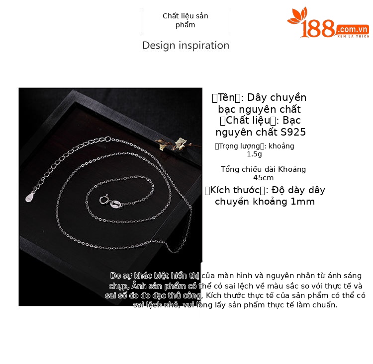 Dây chuyền bạc 925 hình chữ O đơn giản, phong cách Âu Mỹ, dây xương đòn unisex — 46CM chi tiết 2