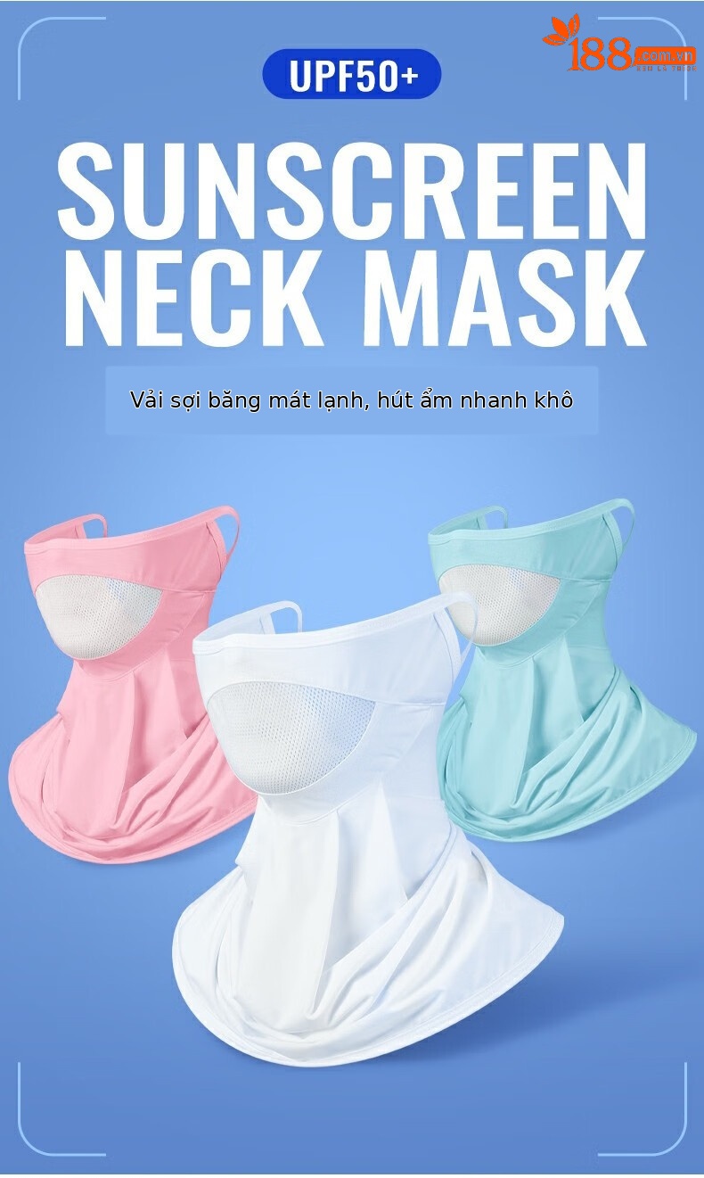 Mặt nạ chống nắng thể thao PGM bảo vệ cổ, chất liệu lụa băng thoáng khí — KOZ004 màu trắng, KOZ004 màu hồng, KOZ004 màu xanh lam chi tiết 2