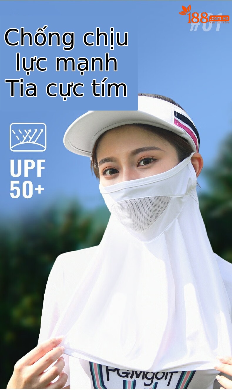 Mặt nạ chống nắng thể thao PGM bảo vệ cổ, chất liệu lụa băng thoáng khí — KOZ004 màu trắng, KOZ004 màu hồng, KOZ004 màu xanh lam chi tiết 4