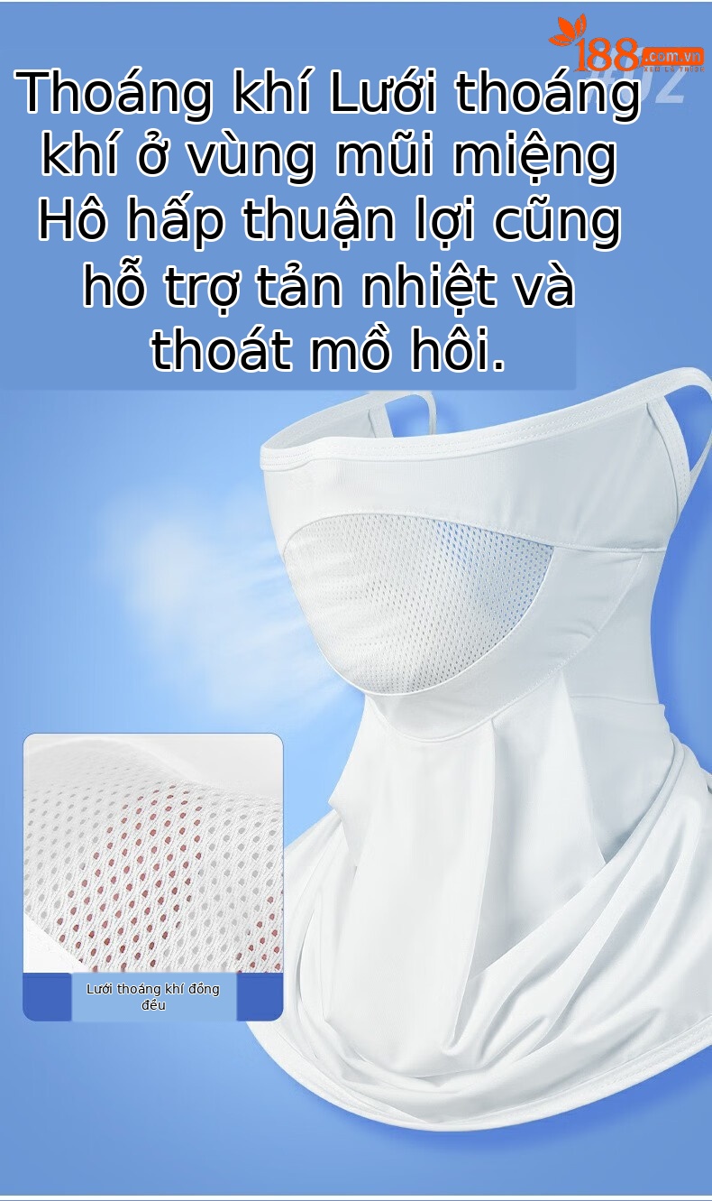 Mặt nạ chống nắng thể thao PGM bảo vệ cổ, chất liệu lụa băng thoáng khí — KOZ004 màu trắng, KOZ004 màu hồng, KOZ004 màu xanh lam chi tiết 5