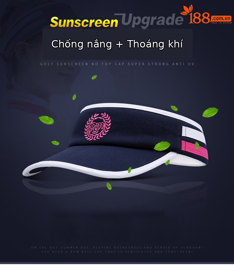 Mũ golf không đỉnh nữ PGM – Mũ che nắng thể thao thoáng khí — MZ017 màu trắng, MZ017 đỏ hoa hồng, MZ017 Màu Đỏ, MZ017 màu xanh hải quân chi tiết 2